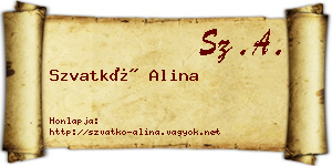 Szvatkó Alina névjegykártya
