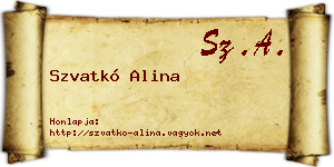 Szvatkó Alina névjegykártya